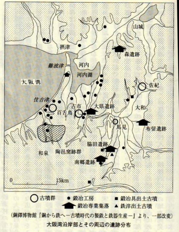 大阪湾沿岸部とその周辺の遺跡分布